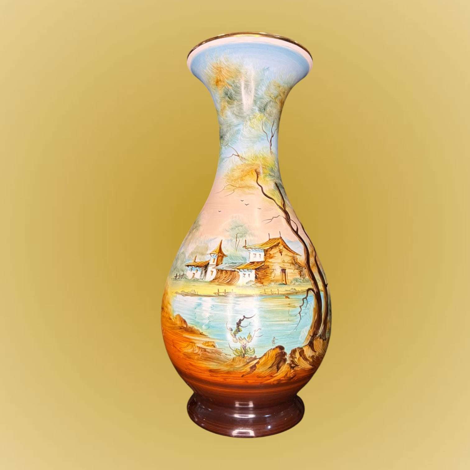 Florero de Porcelana Pintado a Mano Artesanal 32,5 cm - Cositas Antiguas – La Guadaña, Anticuarios Online en Jerez , vender antigüedades, muebles antiguos