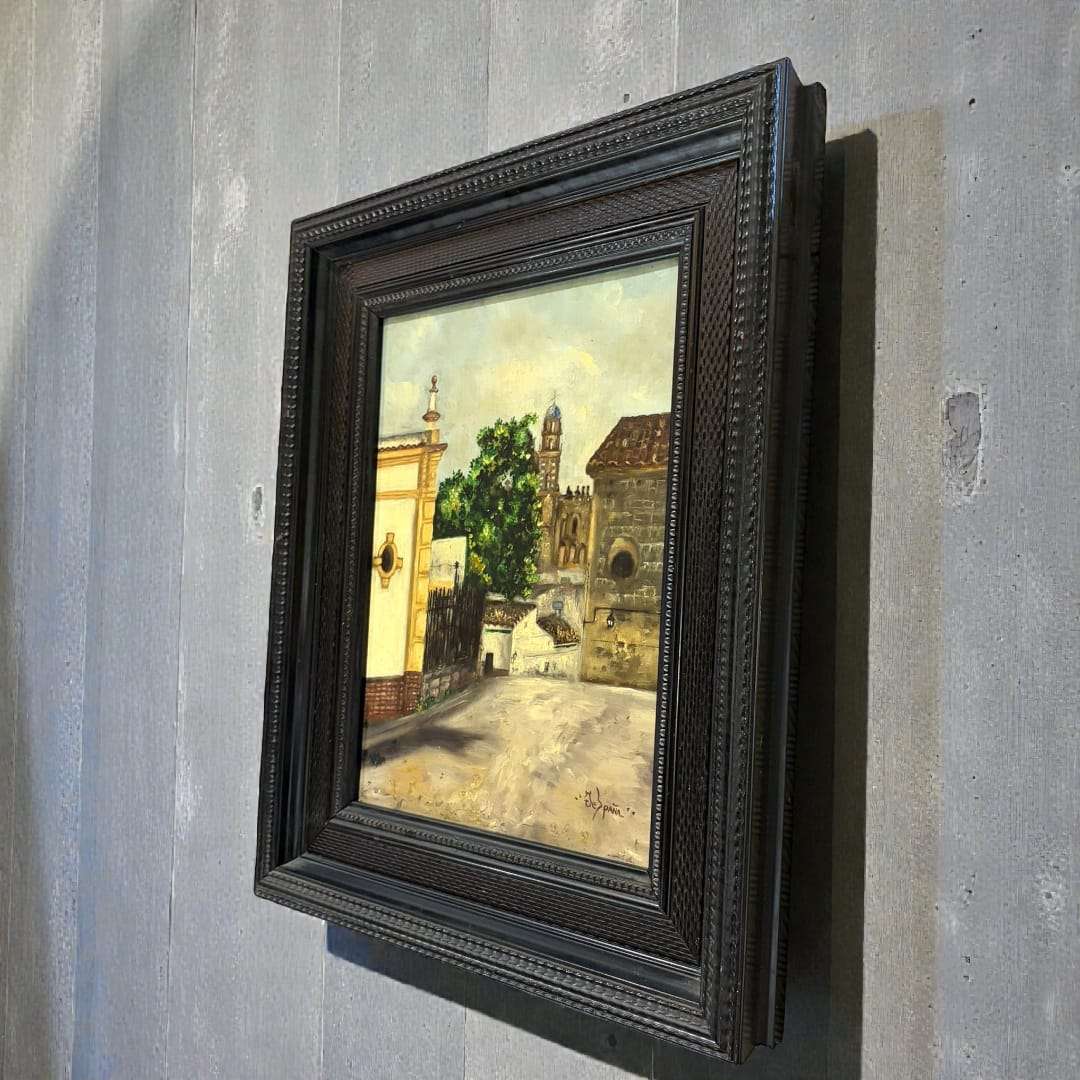 Cuadro al Óleo Jerez Cuesta del Espíritu Santo 49 cm - Cositas Antiguas – La Guadaña, Anticuarios Online en Jerez , vender antigüedades, muebles antiguos