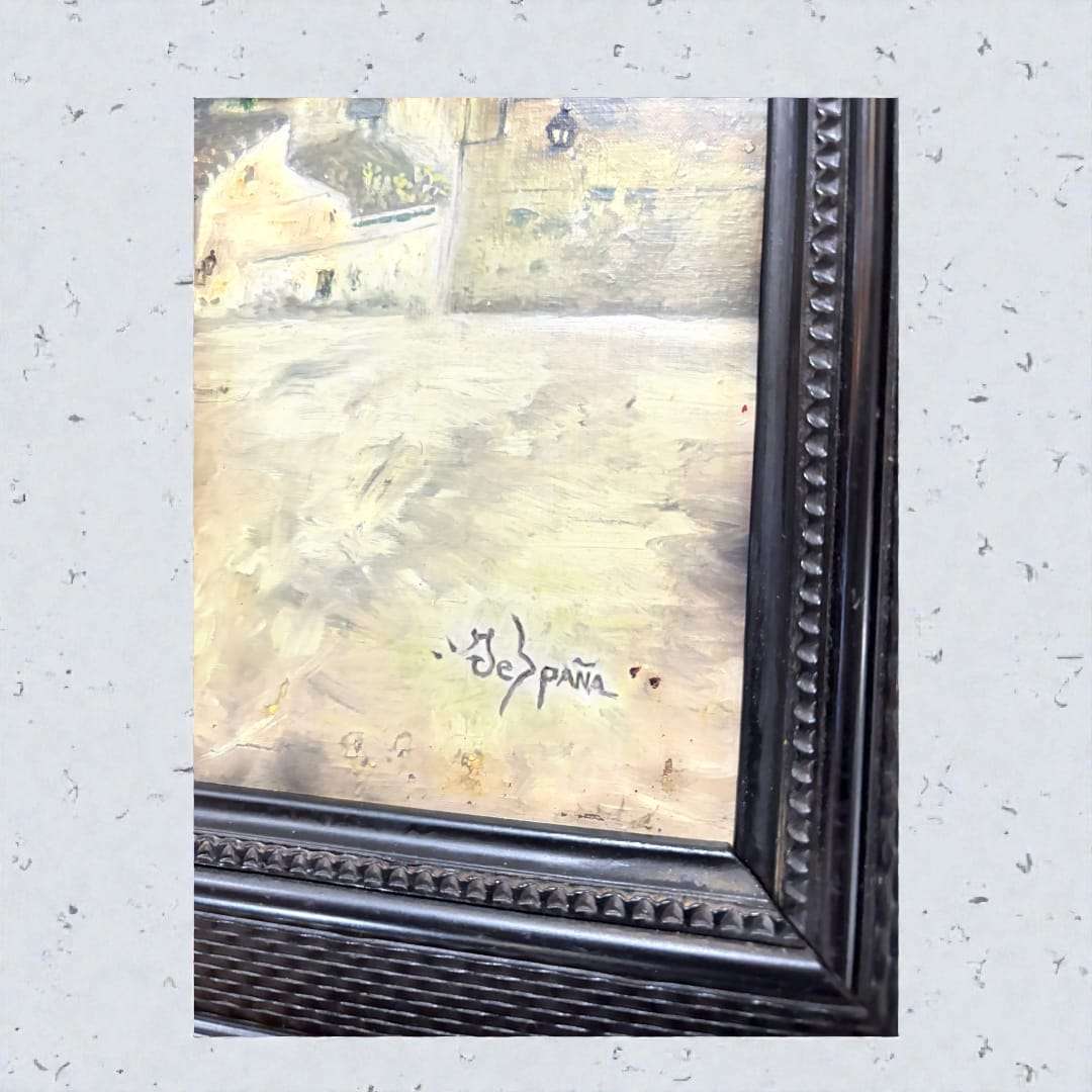 Cuadro al Óleo Jerez Cuesta del Espíritu Santo 49 cm - Cositas Antiguas – La Guadaña, Anticuarios Online en Jerez , vender antigüedades, muebles antiguos