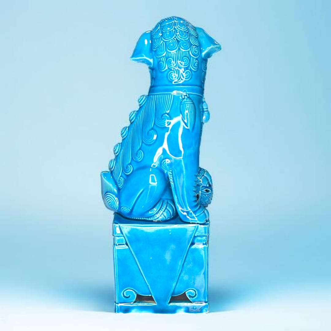 León Fu cerámica china azul 24 cm protector - Cositas Antiguas – La Guadaña, Anticuarios Online en Jerez , vender antigüedades, muebles antiguos