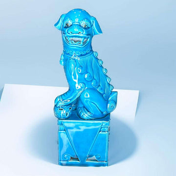 León Fu cerámica china azul 24 cm protector - Cositas Antiguas – La Guadaña, Anticuarios Online en Jerez , vender antigüedades, muebles antiguos