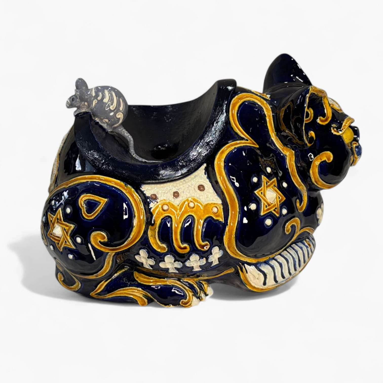 Gato de loza con tapa escupidera decorativa - Cositas Antiguas – La Guadaña, Anticuarios Online en Jerez , vender antigüedades, muebles antiguos