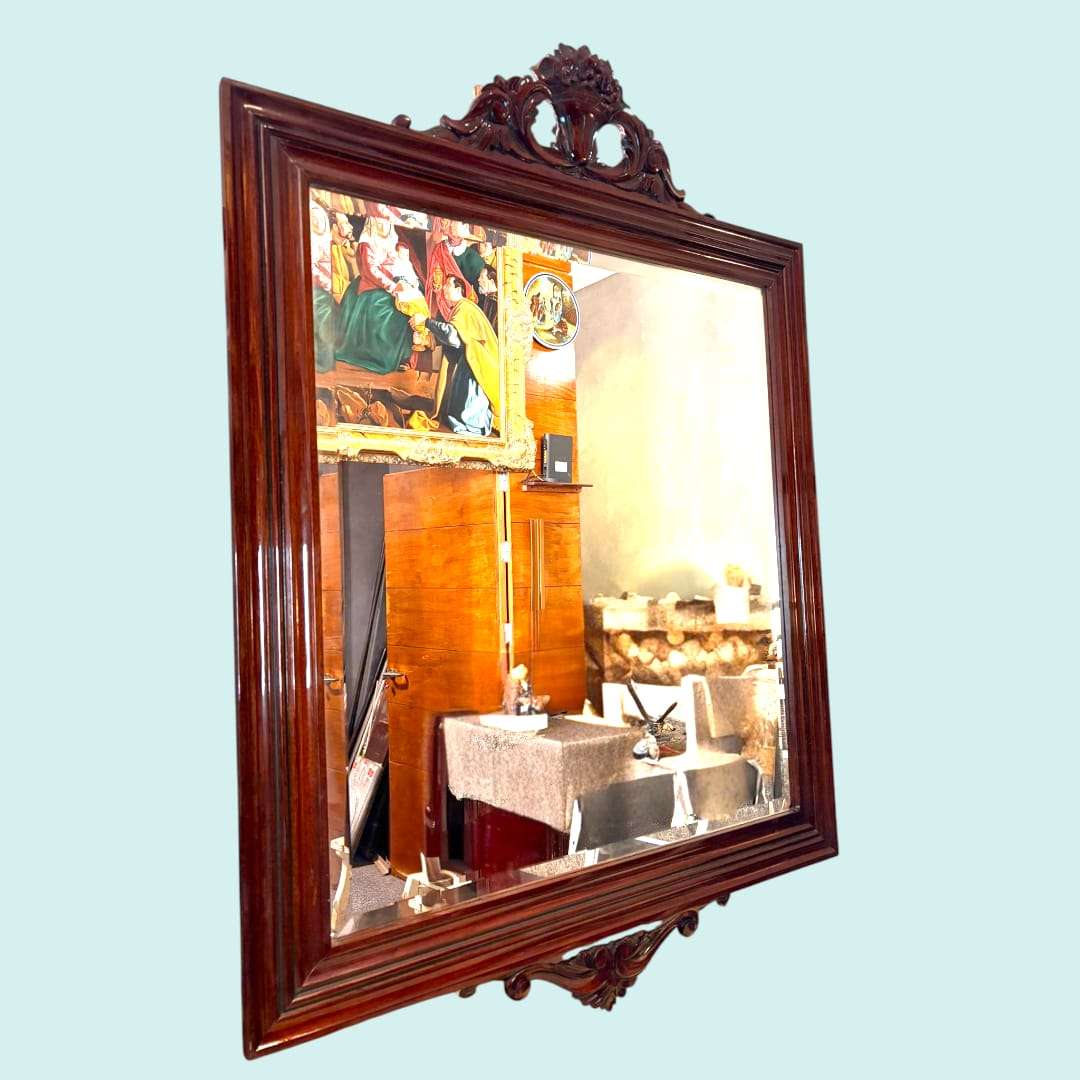 Espejo de caoba con cristal biselado clásico 92x127 - Cositas Antiguas – La Guadaña, Anticuarios Online en Jerez , vender antigüedades, muebles antiguos