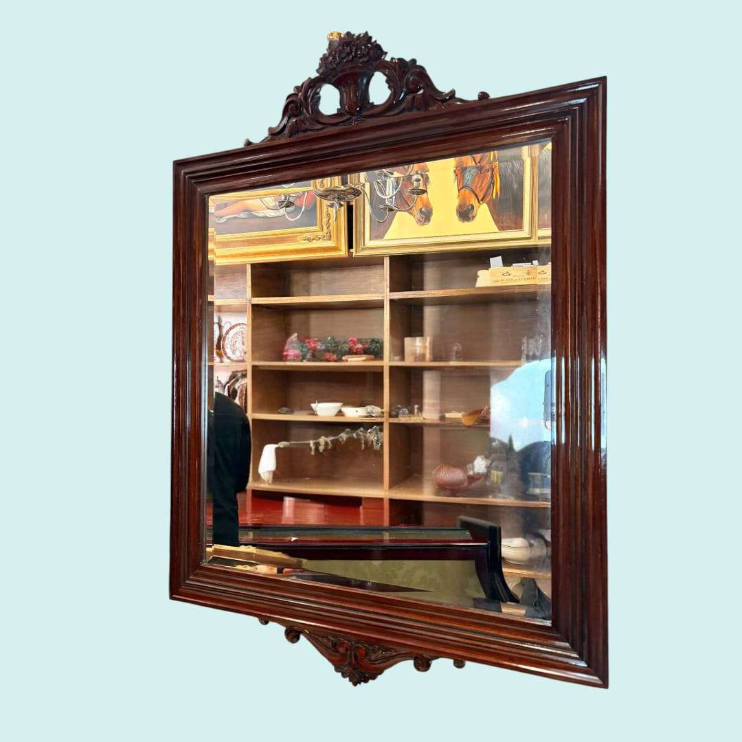 Espejo de caoba con cristal biselado clásico 92x127 - Cositas Antiguas – La Guadaña, Anticuarios Online en Jerez , vender antigüedades, muebles antiguos