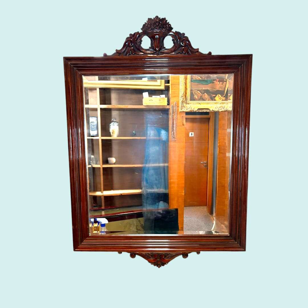 Espejo de caoba con cristal biselado clásico 92x127 - Cositas Antiguas – La Guadaña, Anticuarios Online en Jerez , vender antigüedades, muebles antiguos