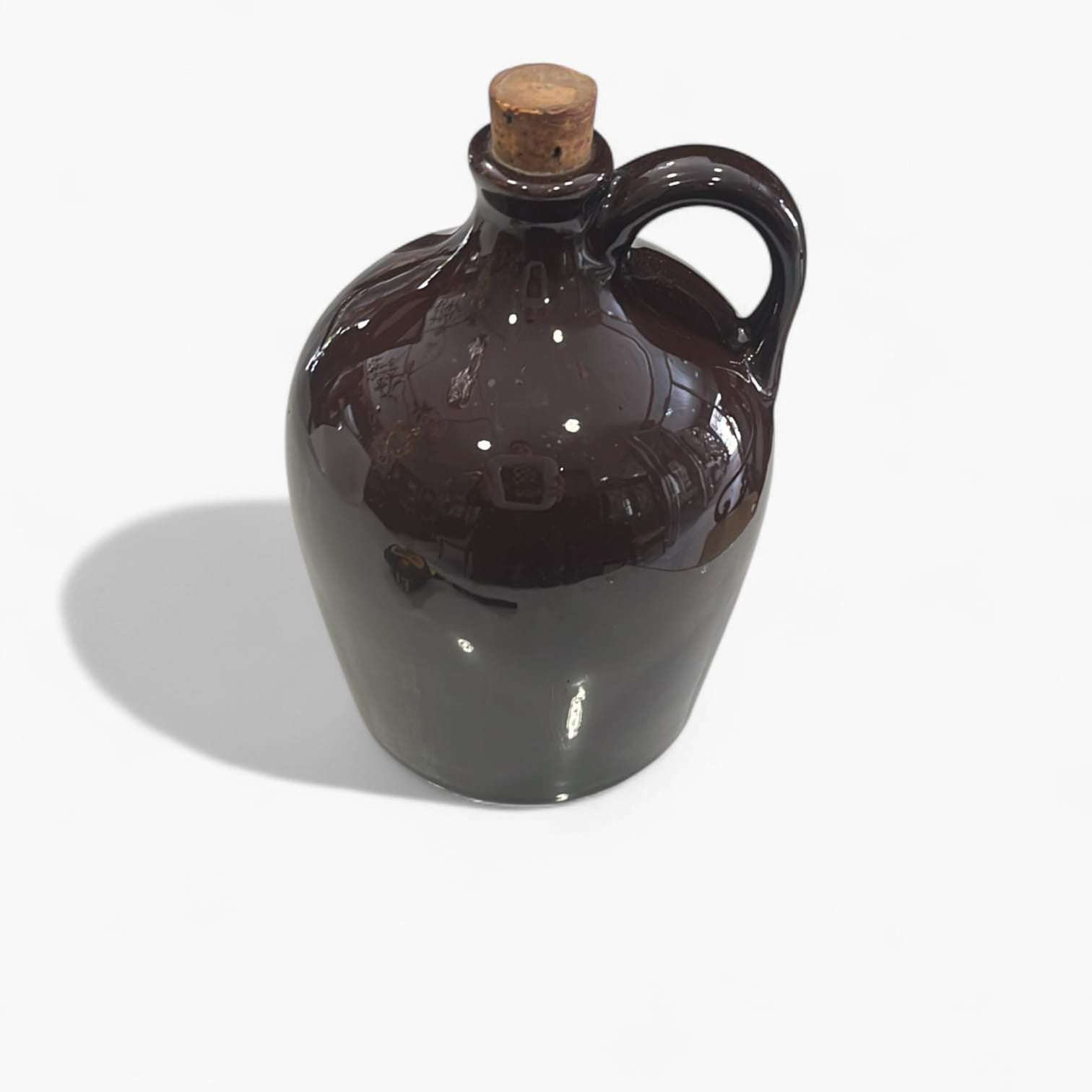 Botella de cerámica esmaltada con asa y tapón - Cositas Antiguas – La Guadaña, Anticuarios Online en Jerez , vender antigüedades, muebles antiguos