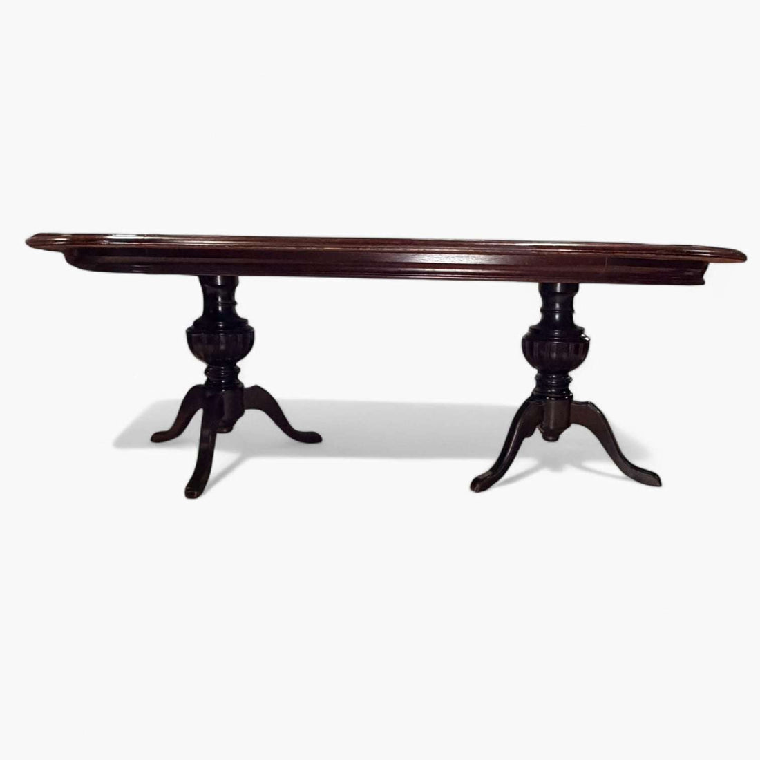 Mesa comedor de caoba clásica con doble pedestal - Cositas Antiguas – La Guadaña, Anticuarios Online en Jerez , vender antigüedades, muebles antiguos