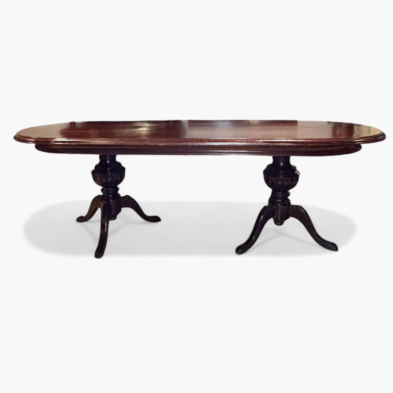 Mesa comedor de caoba clásica con doble pedestal - Cositas Antiguas – La Guadaña, Anticuarios Online en Jerez , vender antigüedades, muebles antiguos