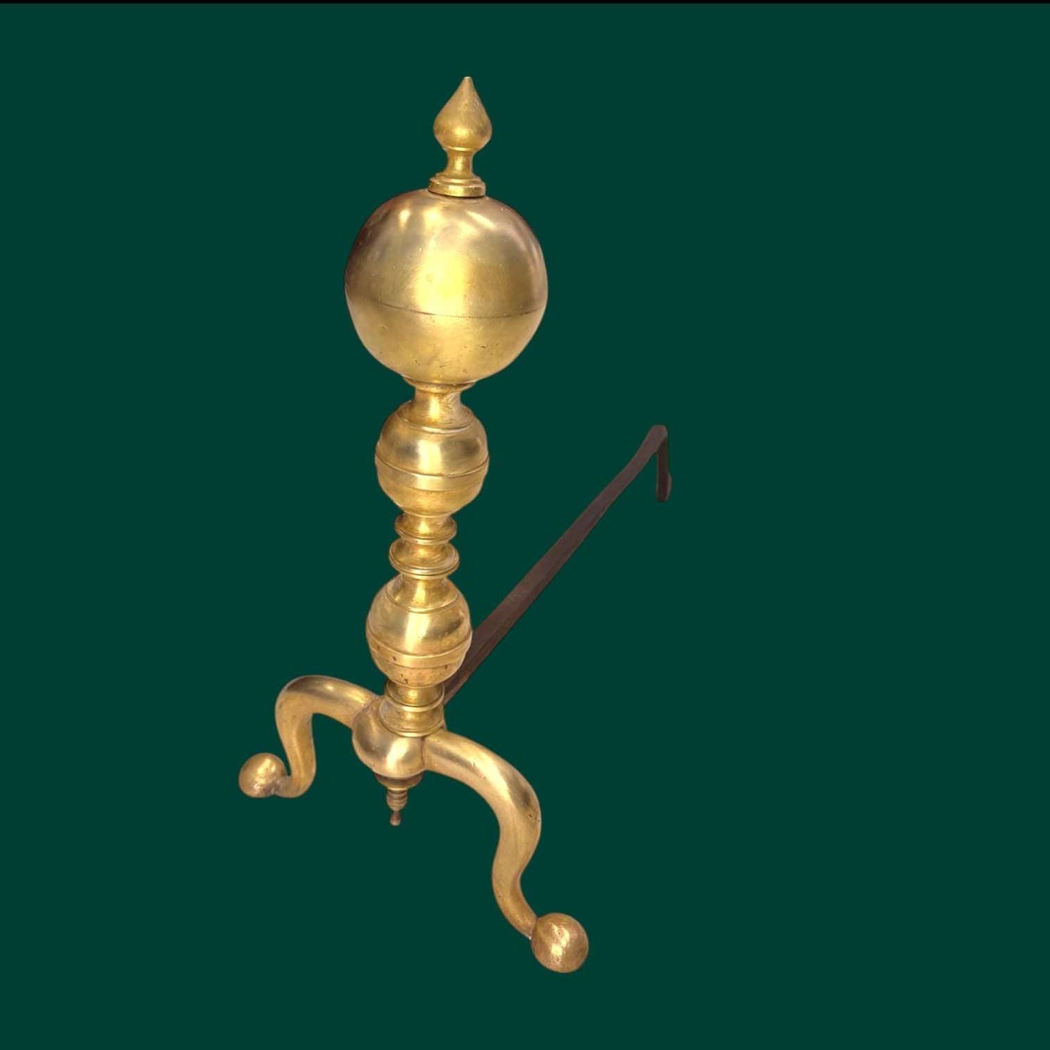 Morillos de bronce y hierro para chimenea - Cositas Antiguas – La Guadaña, Anticuarios Online en Jerez , vender antigüedades, muebles antiguos