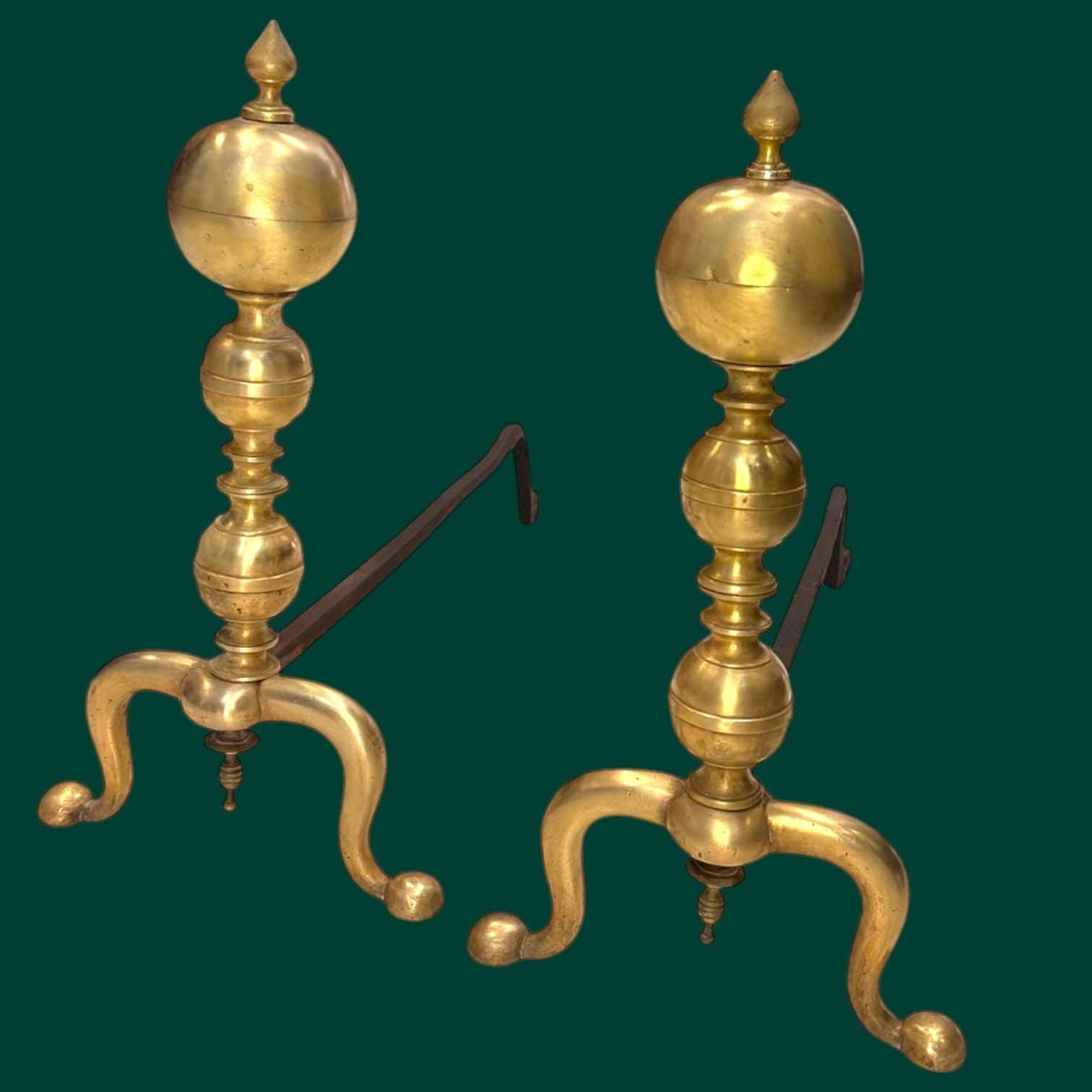 Morillos de bronce y hierro para chimenea - Cositas Antiguas – La Guadaña, Anticuarios Online en Jerez , vender antigüedades, muebles antiguos
