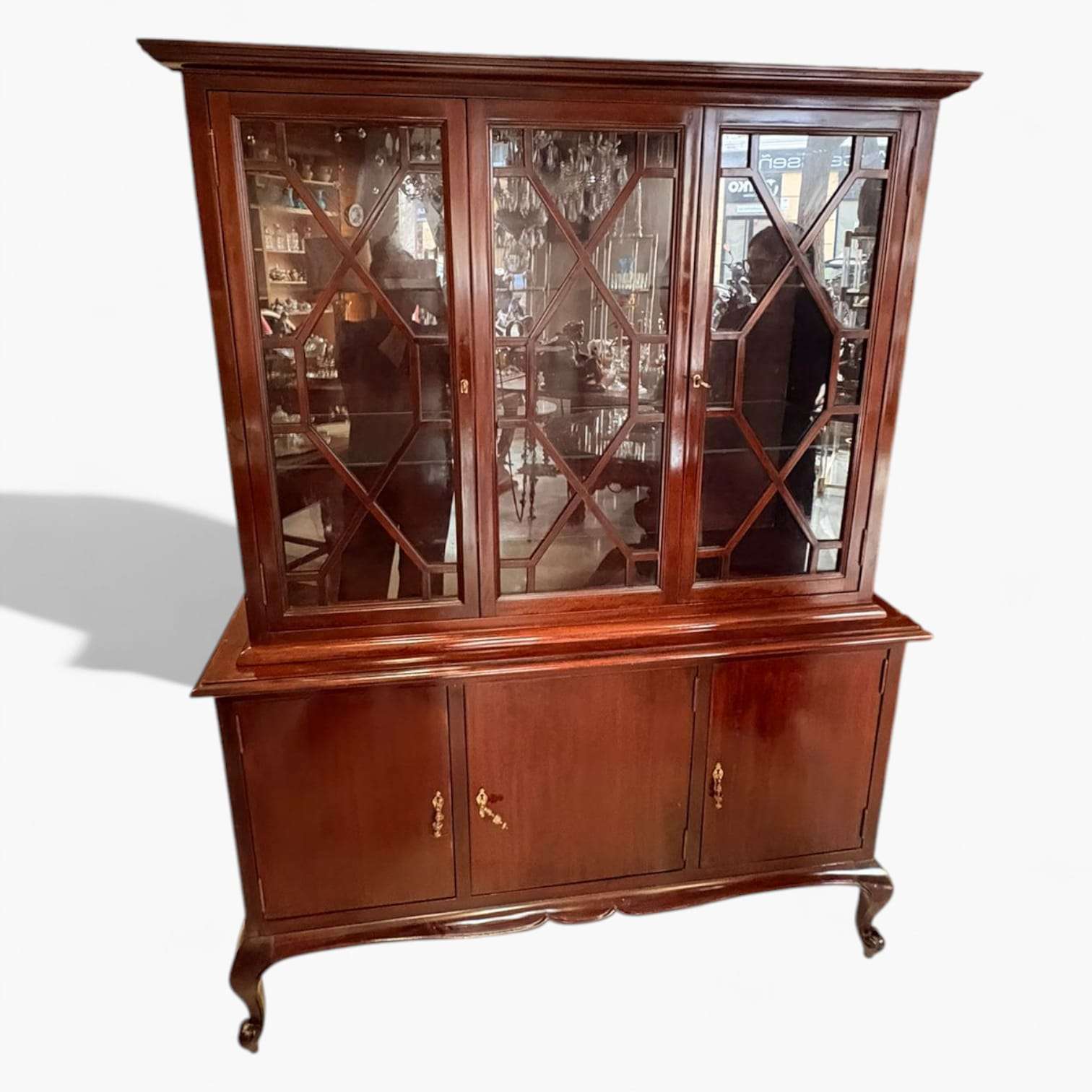 Vitrina de caoba | Vitrina antigua de salón elegante - Cositas Antiguas – La Guadaña, Anticuarios Online en Jerez , vender antigüedades, muebles antiguos