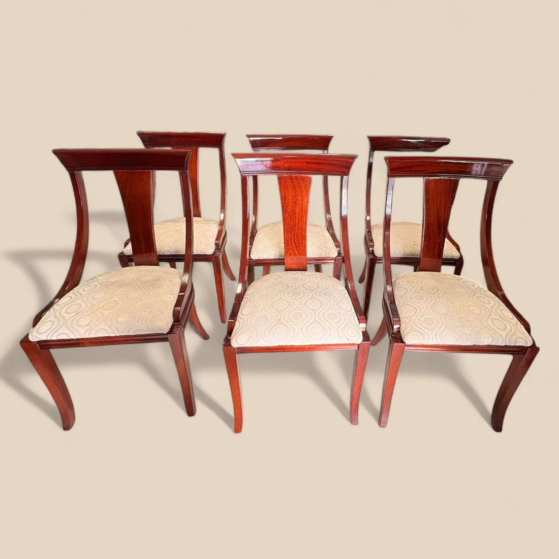 Conjunto de 6 sillas de caoba | Sillas antiguas tapizadas - Cositas Antiguas – La Guadaña, Anticuarios Online en Jerez , vender antigüedades, muebles antiguos