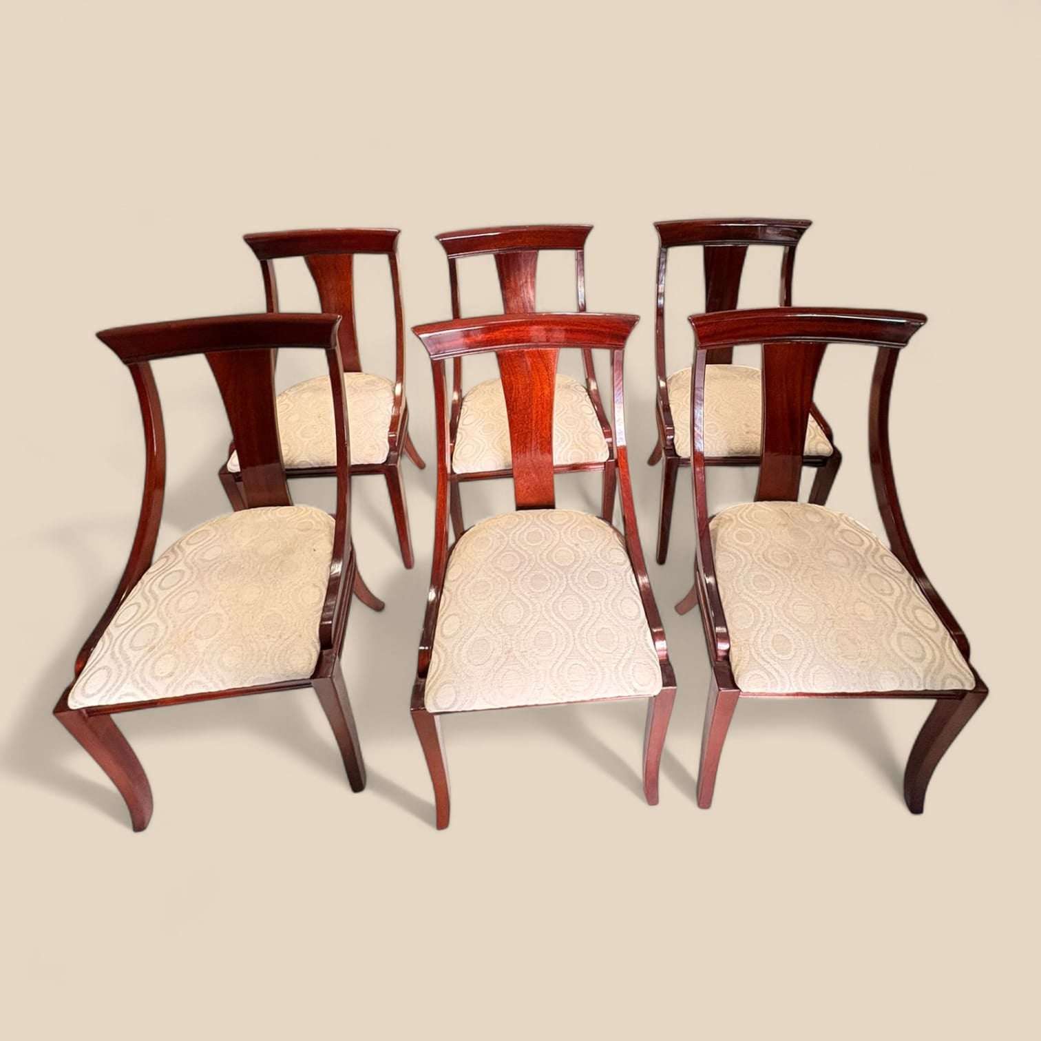 Conjunto de 6 sillas de caoba | Sillas antiguas tapizadas - Cositas Antiguas – La Guadaña, Anticuarios Online en Jerez , vender antigüedades, muebles antiguos