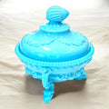 Bombonera de opalina celeste con tapa y patas - Cositas Antiguas – La Guadaña, Anticuarios Online en Jerez , vender antigüedades, muebles antiguos