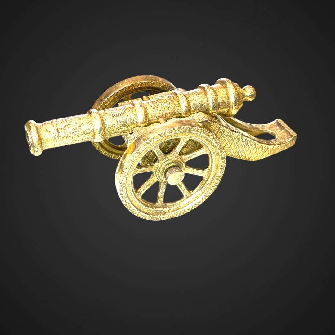 Cañón de bronce decorativo con carro | Antigüedad - Cositas Antiguas – La Guadaña, Anticuarios Online en Jerez , vender antigüedades, muebles antiguos