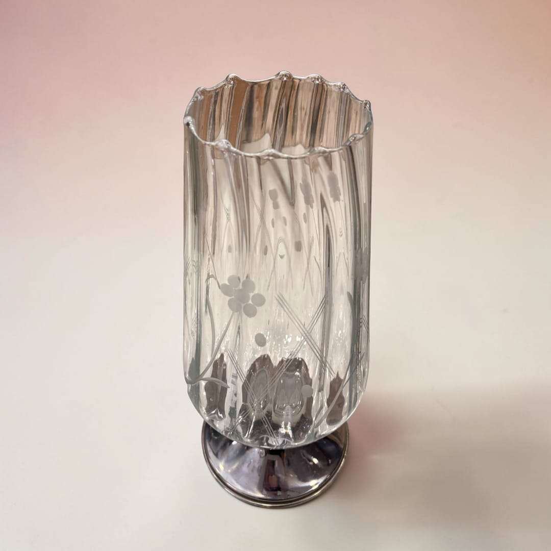 Copa antigua de cristal y metal plateado decorativa - Cositas Antiguas – La Guadaña, Anticuarios Online en Jerez , vender antigüedades, muebles antiguos