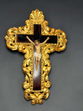 Crucifijo de Olot con marco dorado y cruz de caoba - Cositas Antiguas – La Guadaña, Anticuarios Online en Jerez , vender antigüedades, muebles antiguos