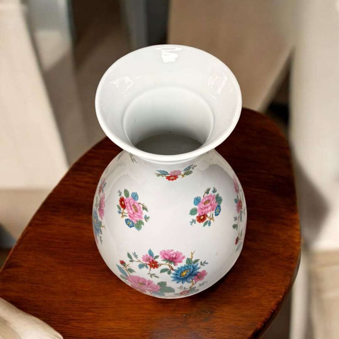 Florero de porcelana floral decorativo y elegante - Cositas Antiguas – La Guadaña, Anticuarios Online en Jerez , vender antigüedades, muebles antiguos