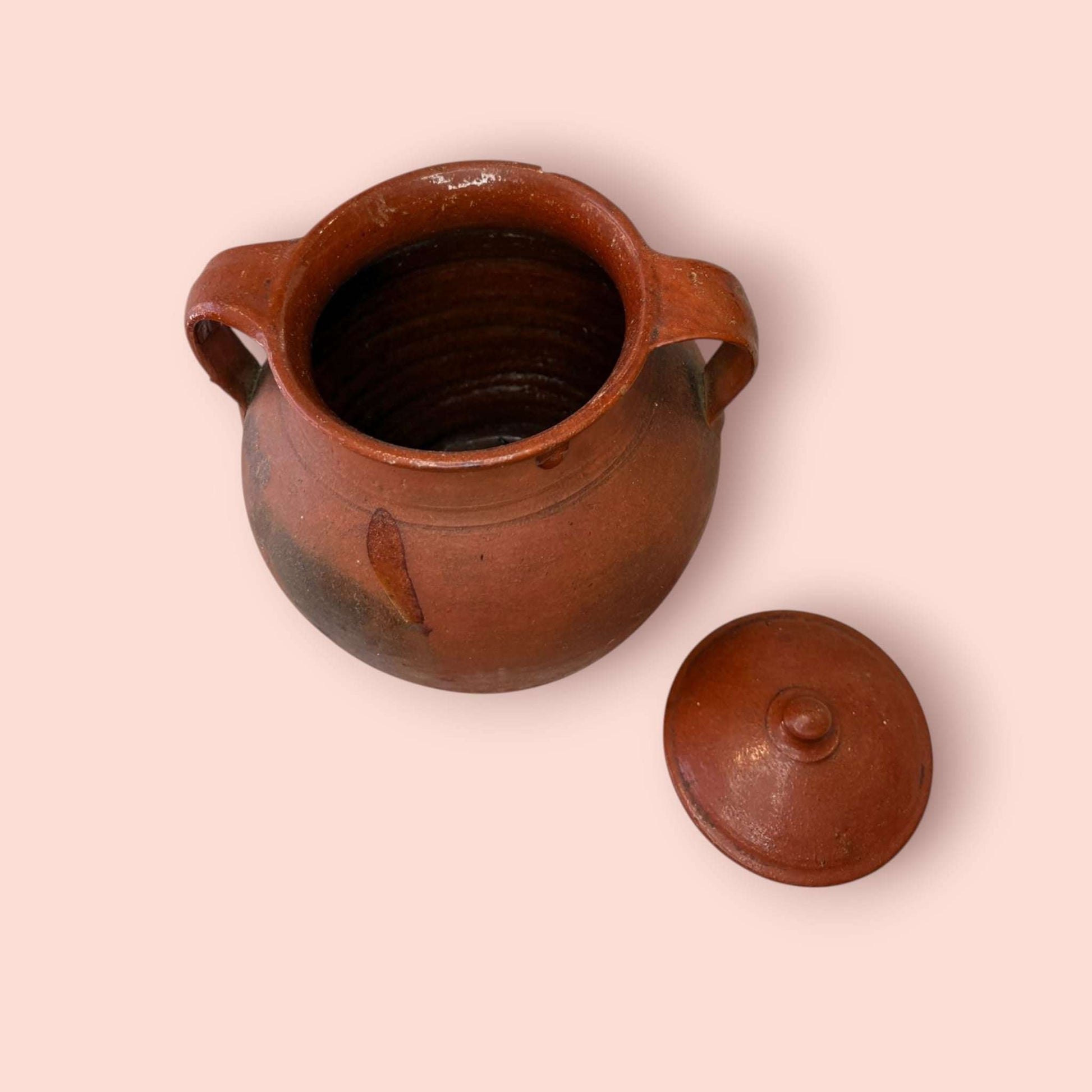 Orza antigua de barro cocido con tapa y asas - Cositas Antiguas – La Guadaña, Anticuarios Online en Jerez , vender antigüedades, muebles antiguos