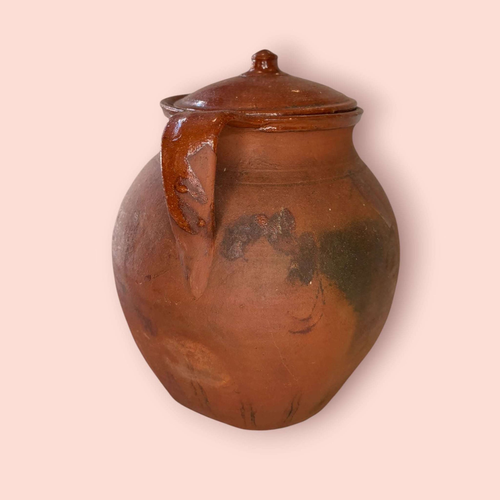 Orza antigua de barro cocido con tapa y asas - Cositas Antiguas – La Guadaña, Anticuarios Online en Jerez , vender antigüedades, muebles antiguos
