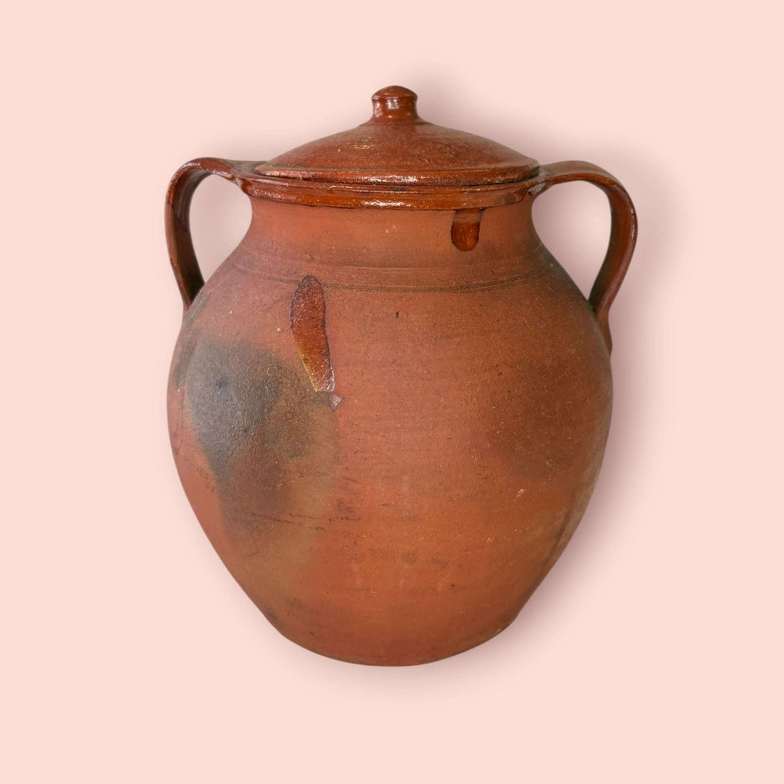 Orza antigua de barro cocido con tapa y asas - Cositas Antiguas – La Guadaña, Anticuarios Online en Jerez , vender antigüedades, muebles antiguos