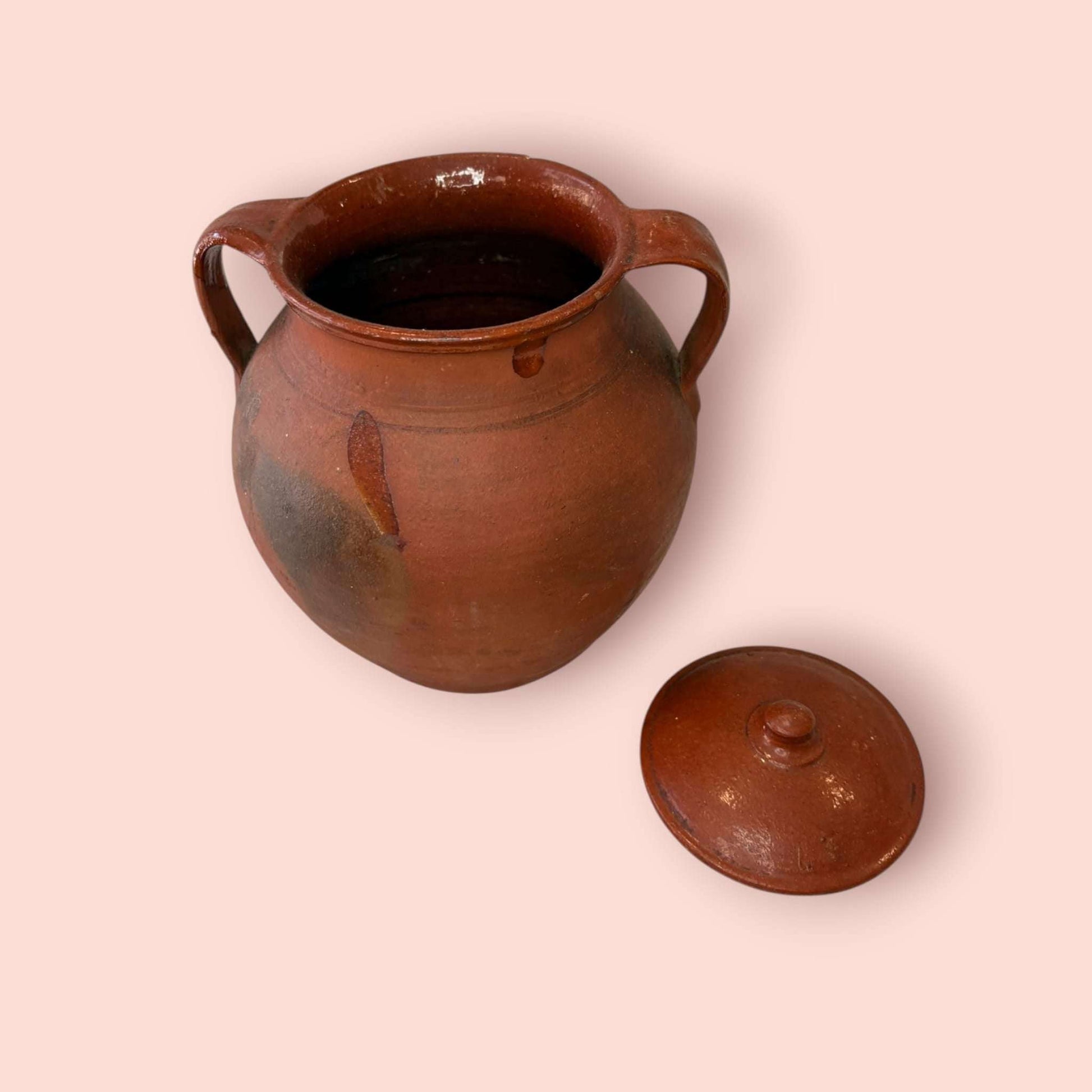 Orza antigua de barro cocido con tapa y asas - Cositas Antiguas – La Guadaña, Anticuarios Online en Jerez , vender antigüedades, muebles antiguos