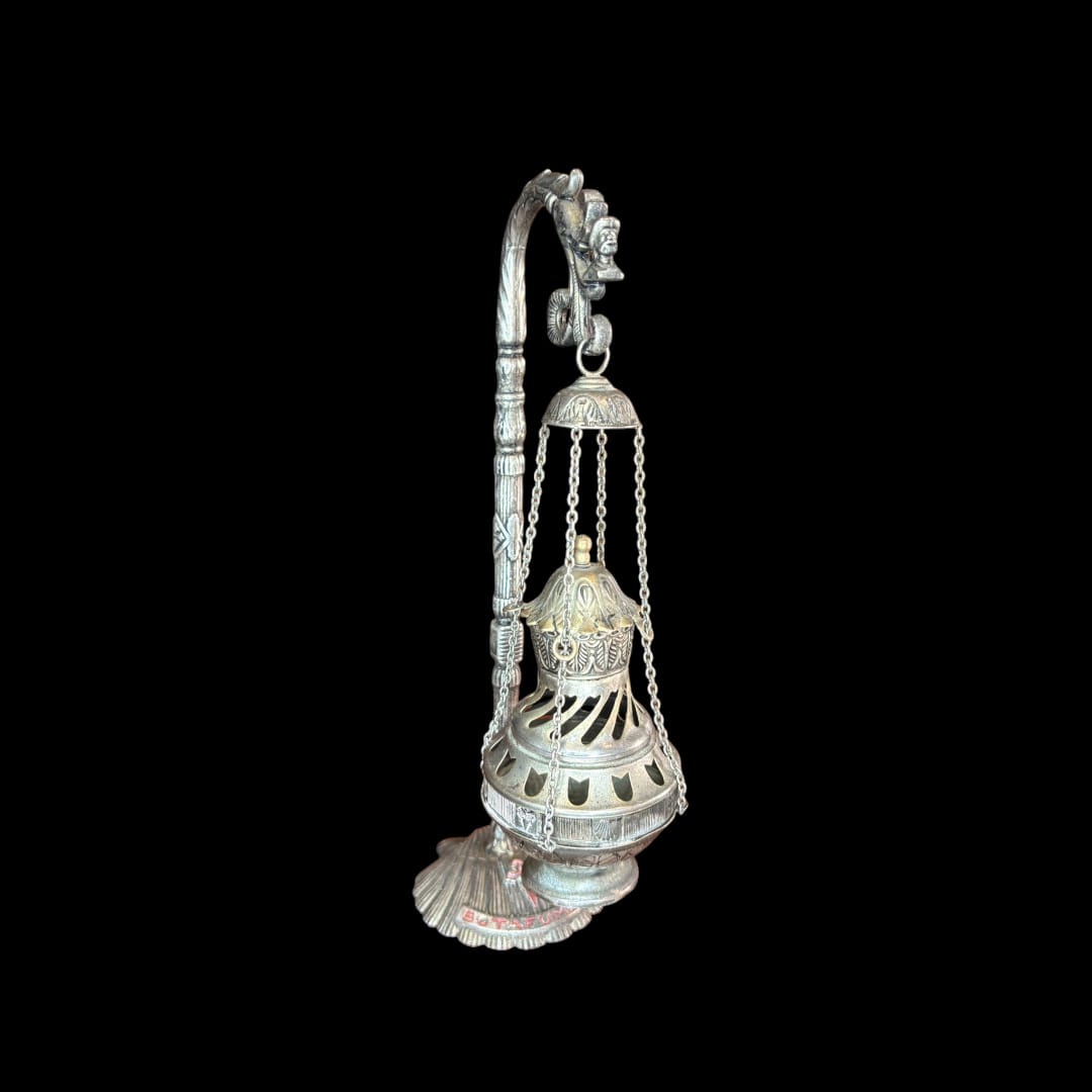 Botafumeiro de metal plateado inspirado en Santiago - Cositas Antiguas – La Guadaña, Anticuarios Online en Jerez , vender antigüedades, muebles antiguos