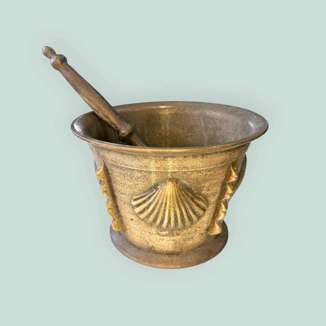 Mortero antiguo de bronce con maja decorativa - Cositas Antiguas – La Guadaña, Anticuarios Online en Jerez , vender antigüedades, muebles antiguos