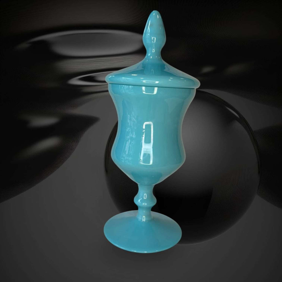Bombonera de opalina celeste con tapa y pie alto - Cositas Antiguas – La Guadaña, Anticuarios Online en Jerez , vender antigüedades, muebles antiguos