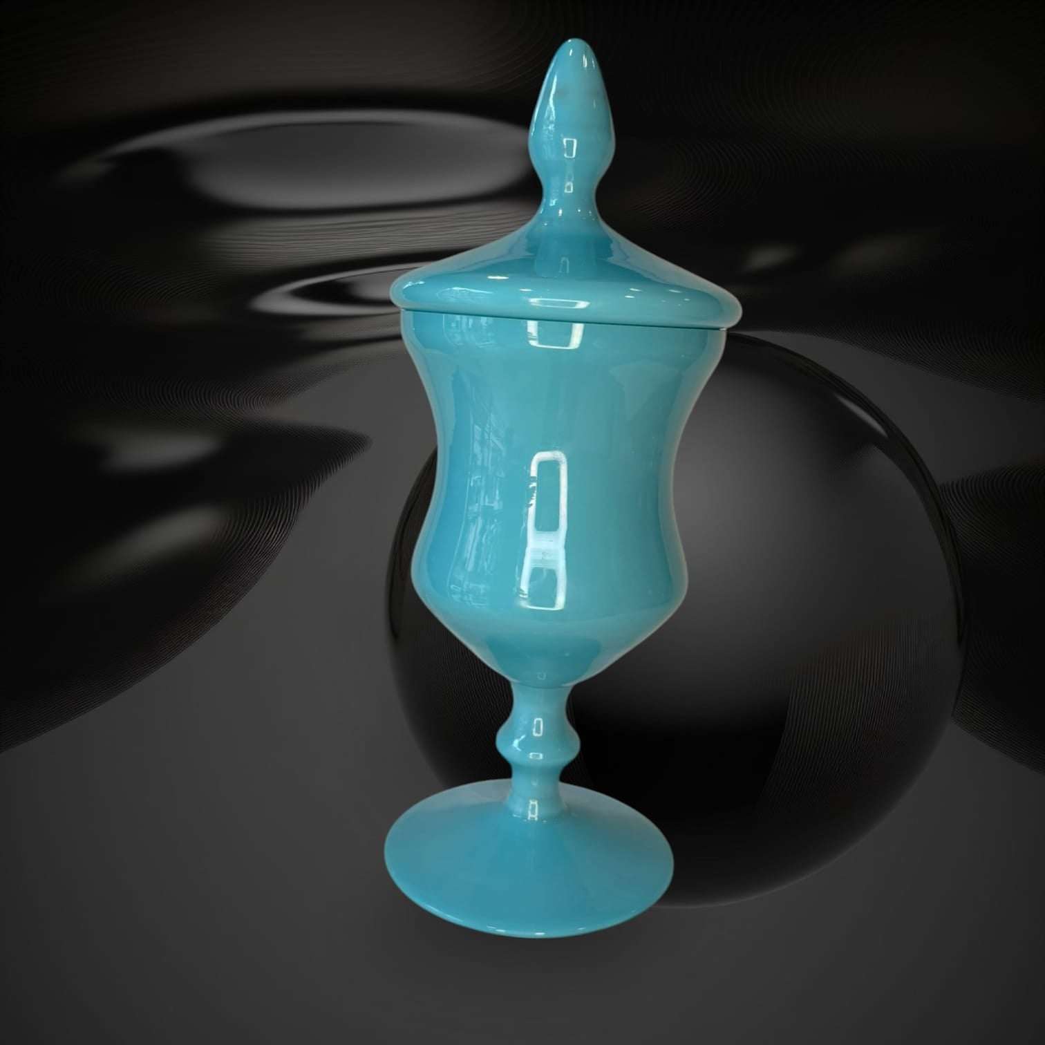 Bombonera de opalina celeste con tapa y pie alto - Cositas Antiguas – La Guadaña, Anticuarios Online en Jerez , vender antigüedades, muebles antiguos