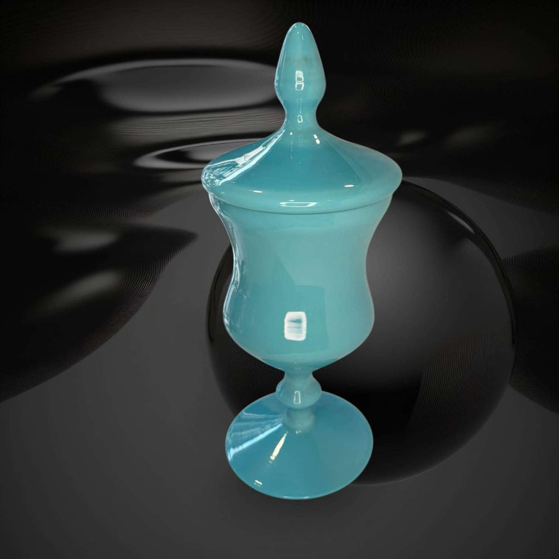 Bombonera de opalina celeste con tapa y pie alto - Cositas Antiguas – La Guadaña, Anticuarios Online en Jerez , vender antigüedades, muebles antiguos