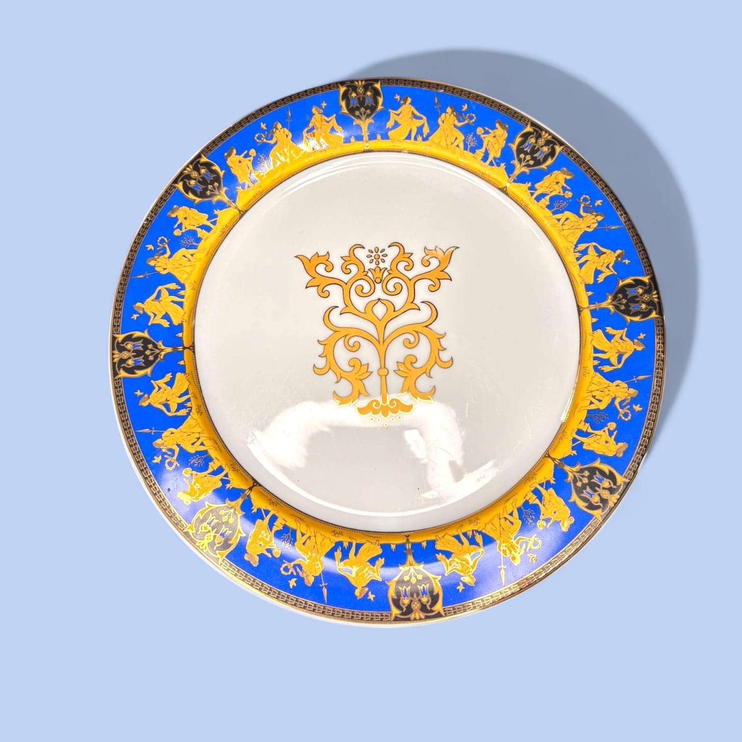 Sopera de porcelana con plato decorado azul y oro - Cositas Antiguas – La Guadaña, Anticuarios Online en Jerez , vender antigüedades, muebles antiguos