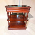 Mesa TV de caoba con tapa de cristal y cajón secreto - Cositas Antiguas – La Guadaña, Anticuarios Online en Jerez , vender antigüedades, muebles antiguos