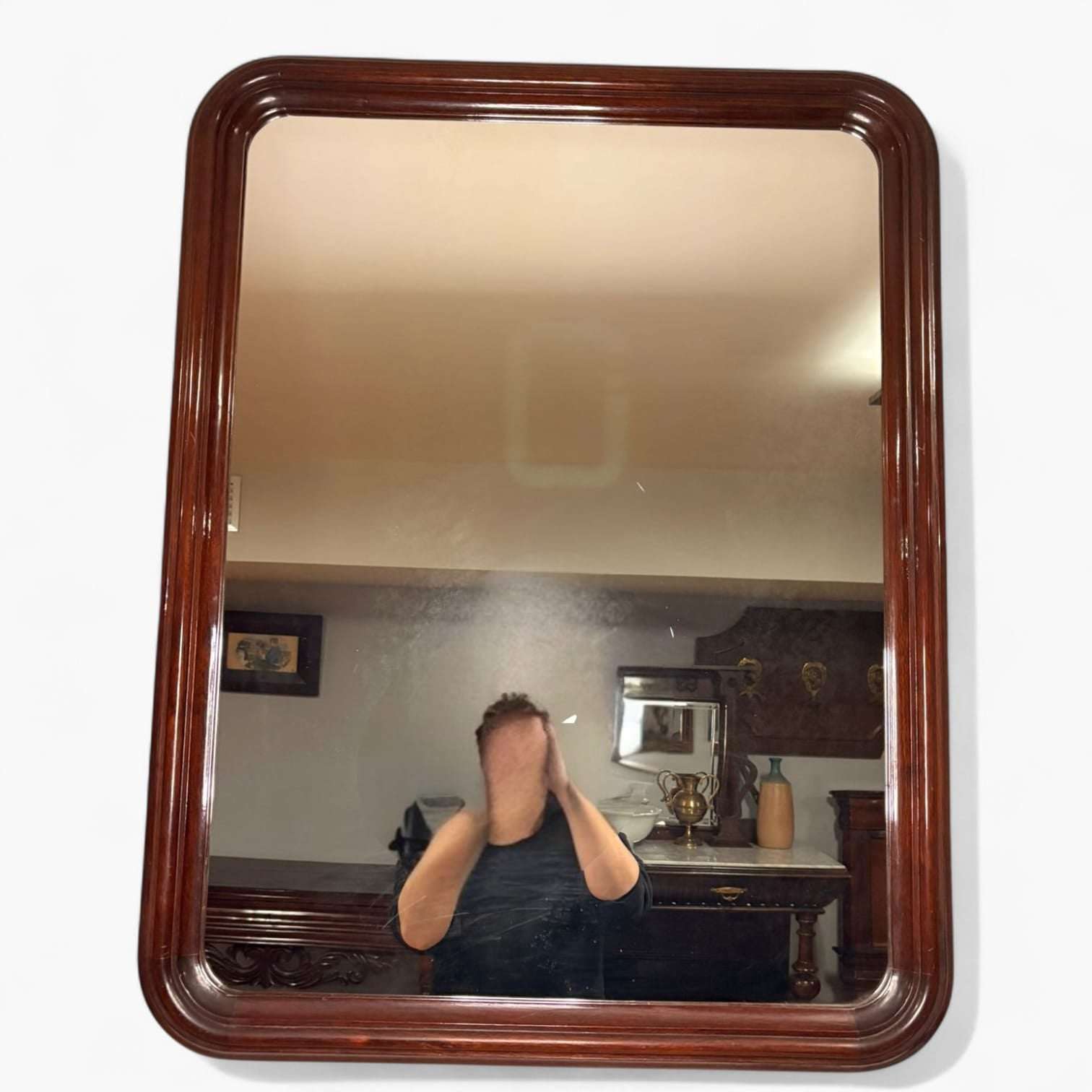 Espejo de caoba rectangular con marco moldurado - Cositas Antiguas – La Guadaña, Anticuarios Online en Jerez , vender antigüedades, muebles antiguos