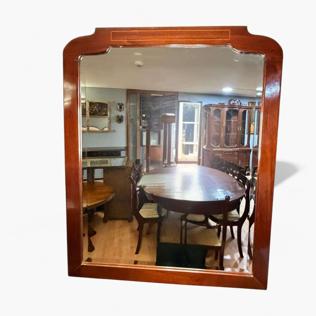 Espejo de caoba con cristal biselado y taracea - Cositas Antiguas – La Guadaña, Anticuarios Online en Jerez , vender antigüedades, muebles antiguos