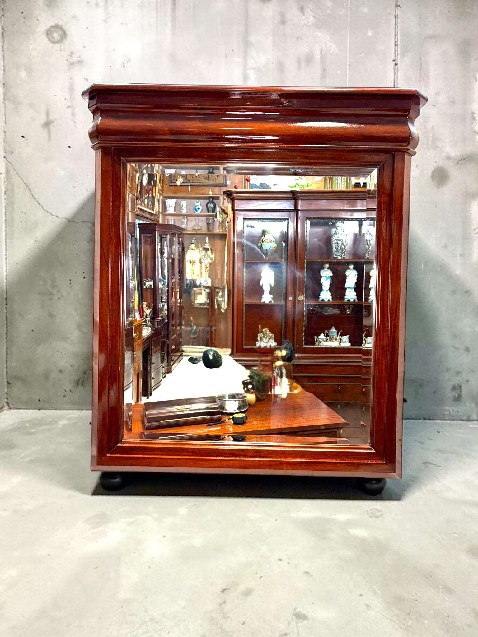 Espejo de caoba antiguo con cristal biselado elegante - Cositas Antiguas – La Guadaña, Anticuarios Online en Jerez , vender antigüedades, muebles antiguos