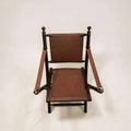 Silla plegable antigua de madera y cuero estilo clásico - Cositas Antiguas – La Guadaña, Anticuarios Online en Jerez , vender antigüedades, muebles antiguos