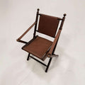 Silla plegable antigua de madera y cuero estilo clásico - Cositas Antiguas – La Guadaña, Anticuarios Online en Jerez , vender antigüedades, muebles antiguos