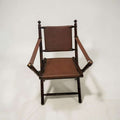 Silla plegable antigua de madera y cuero estilo clásico - Cositas Antiguas – La Guadaña, Anticuarios Online en Jerez , vender antigüedades, muebles antiguos