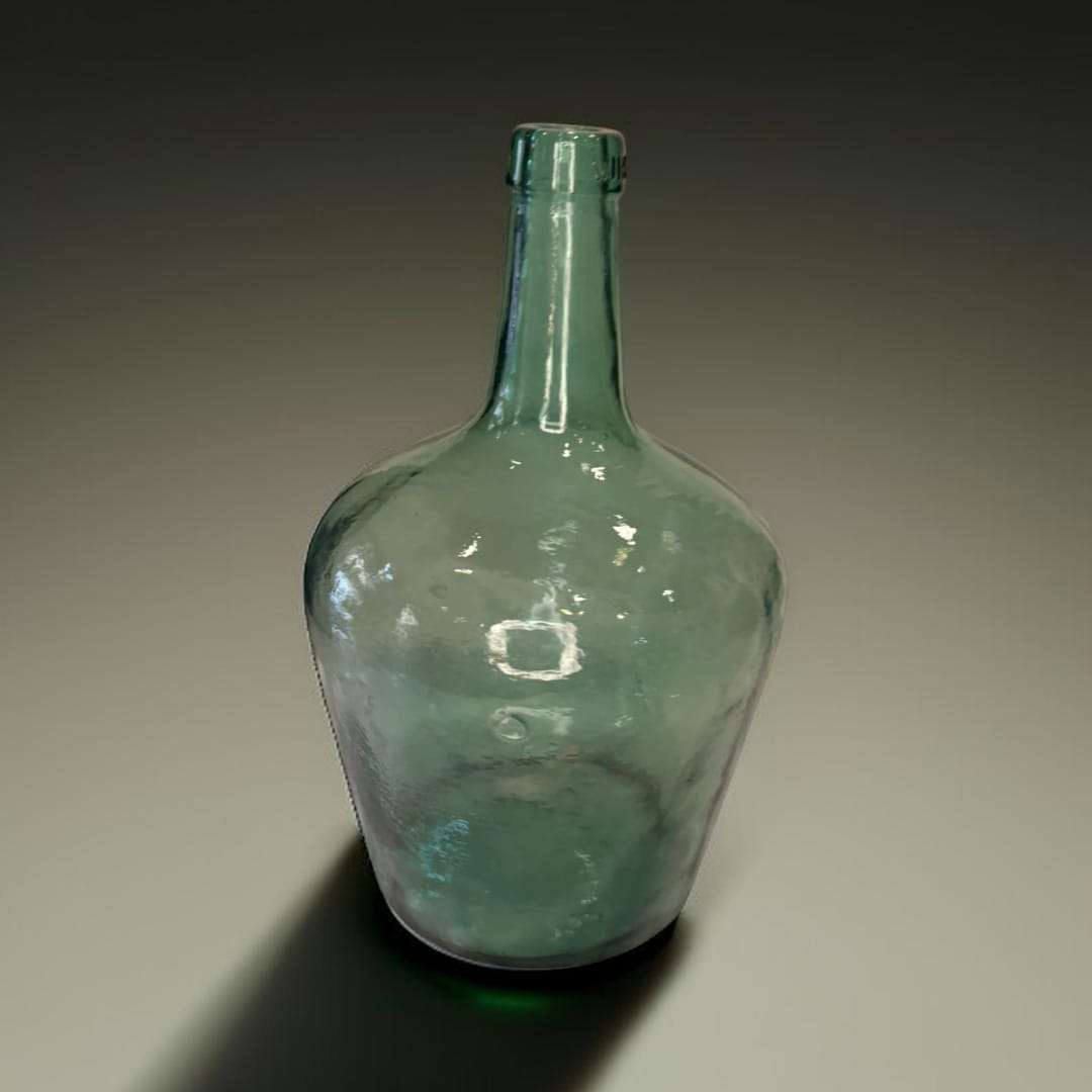 Damajuana antigua de cristal verde decorativa - Cositas Antiguas – La Guadaña, Anticuarios Online en Jerez , vender antigüedades, muebles antiguos