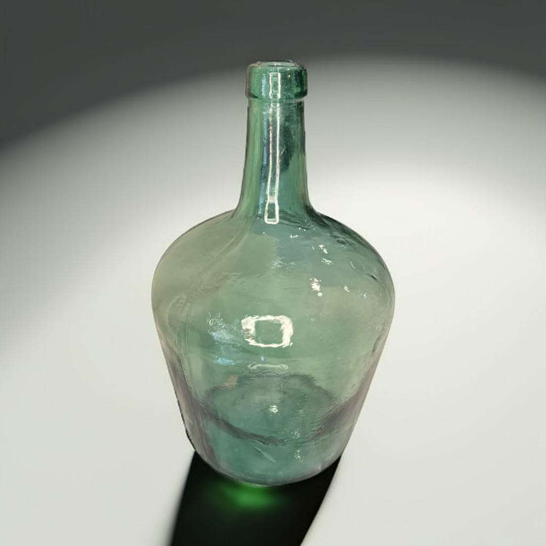 Damajuana antigua de cristal verde decorativa - Cositas Antiguas – La Guadaña, Anticuarios Online en Jerez , vender antigüedades, muebles antiguos