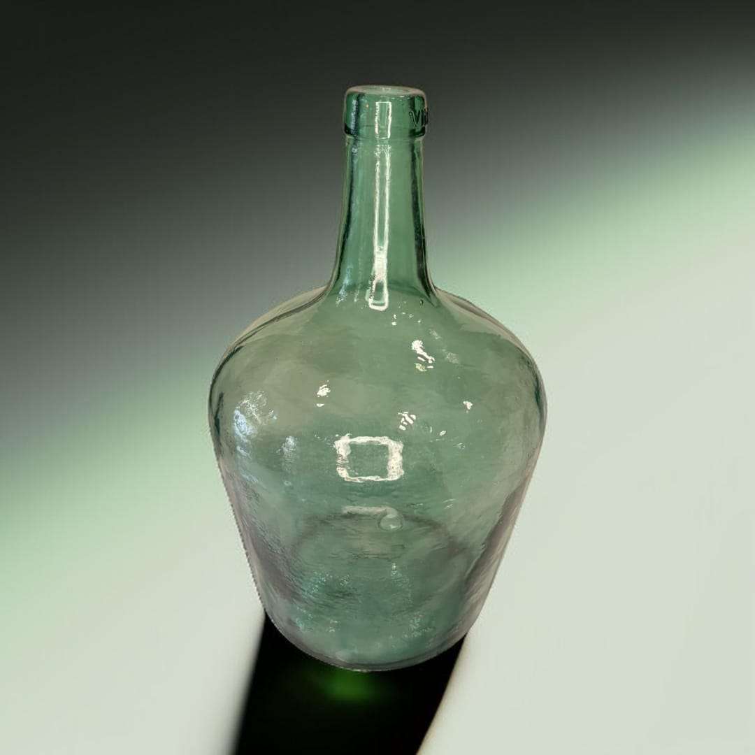 Damajuana antigua de cristal verde decorativa - Cositas Antiguas – La Guadaña, Anticuarios Online en Jerez , vender antigüedades, muebles antiguos
