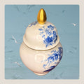 Tibor antiguo de porcelana floral azul y dorado - Cositas Antiguas – La Guadaña, Anticuarios Online en Jerez , vender antigüedades, muebles antiguos