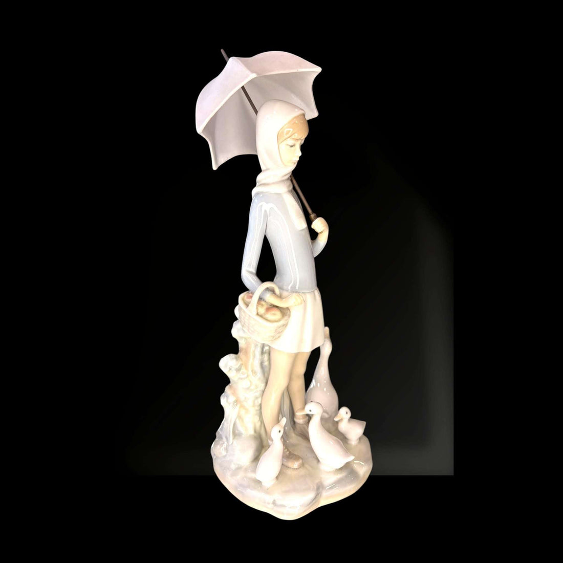 Figura Lladró niña con paraguas y ocas porcelana - Cositas Antiguas – La Guadaña, Anticuarios Online en Jerez , vender antigüedades, muebles antiguos