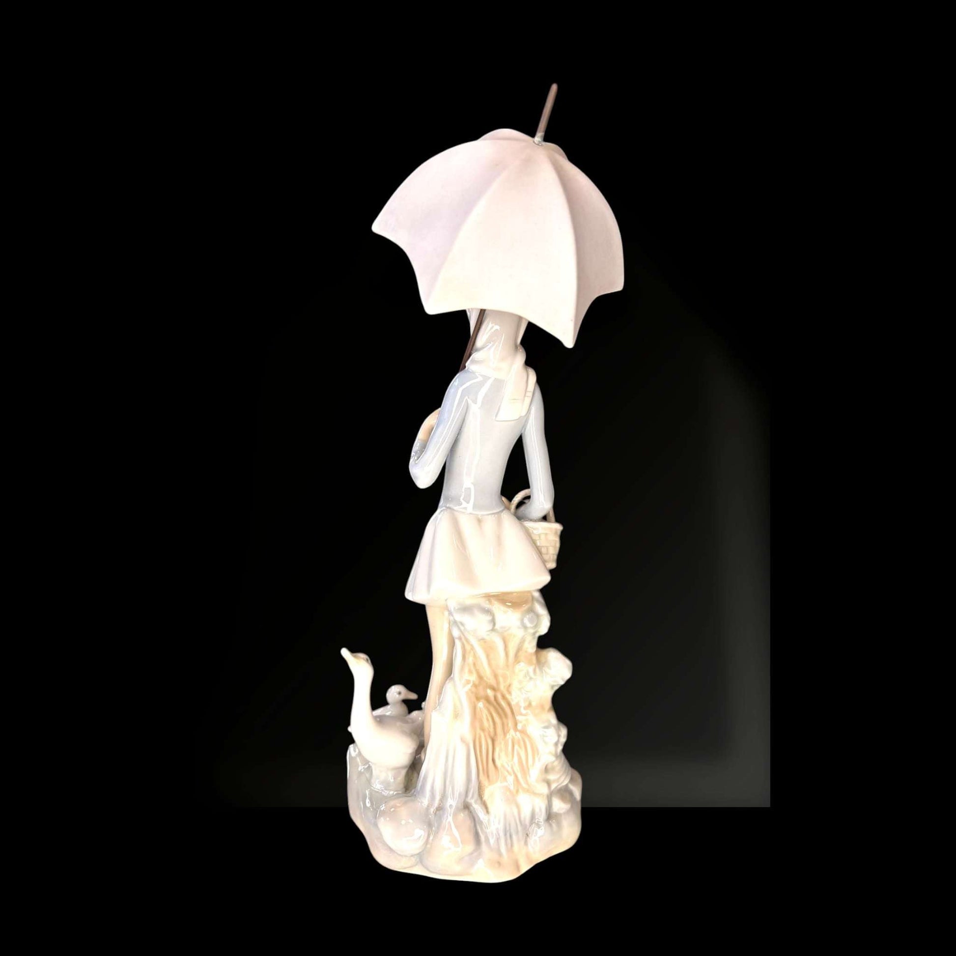 Figura Lladró niña con paraguas y ocas porcelana - Cositas Antiguas – La Guadaña, Anticuarios Online en Jerez , vender antigüedades, muebles antiguos