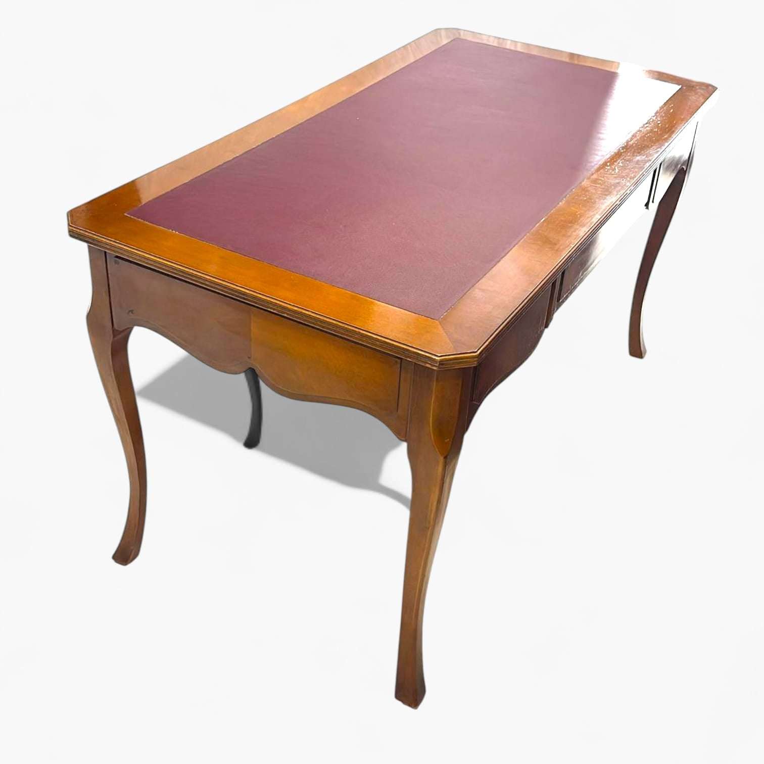 Mesa despacho de caoba con cuero y cajones clásicos - Cositas Antiguas – La Guadaña, Anticuarios Online en Jerez , vender antigüedades, muebles antiguos