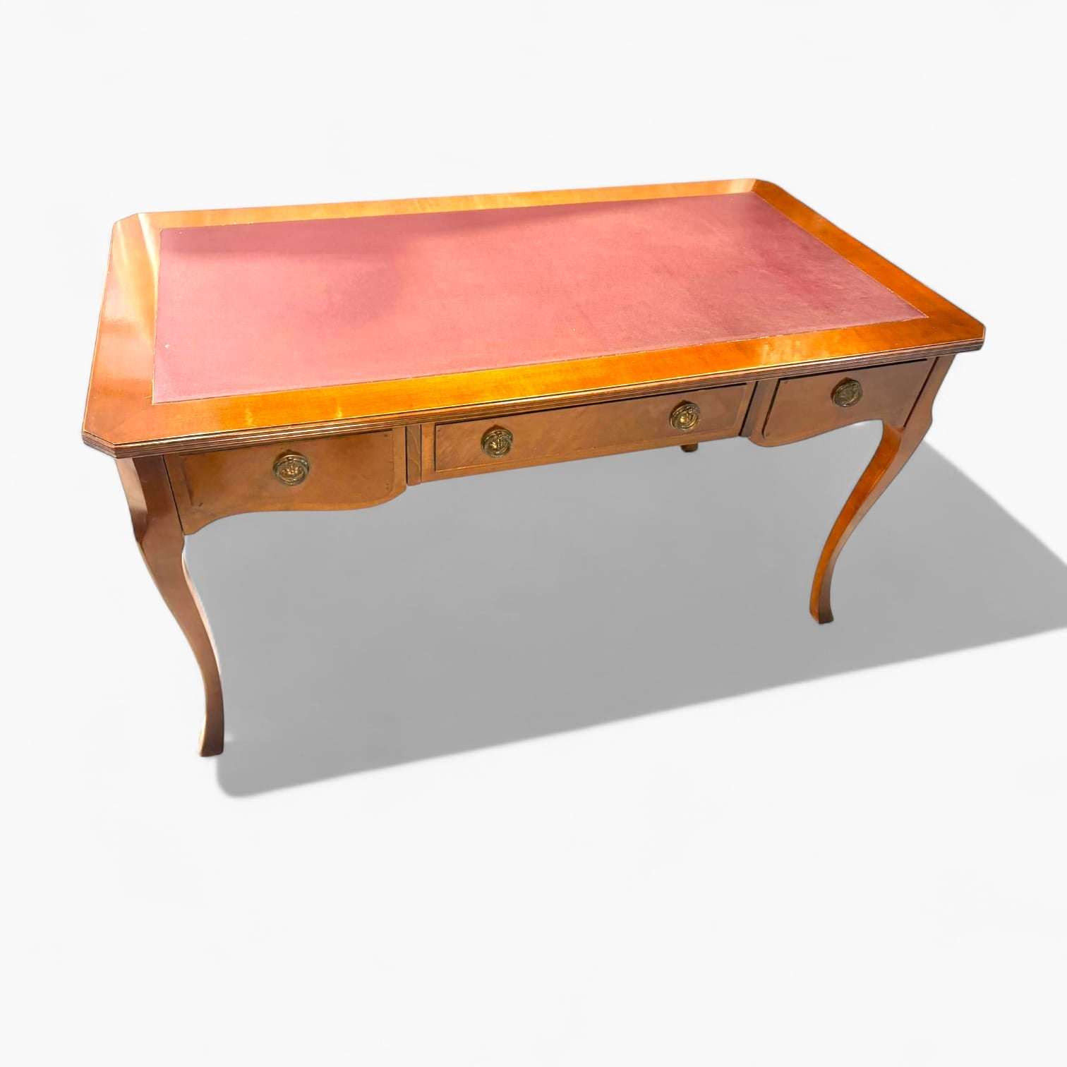 Mesa despacho de caoba con cuero y cajones clásicos - Cositas Antiguas – La Guadaña, Anticuarios Online en Jerez , vender antigüedades, muebles antiguos