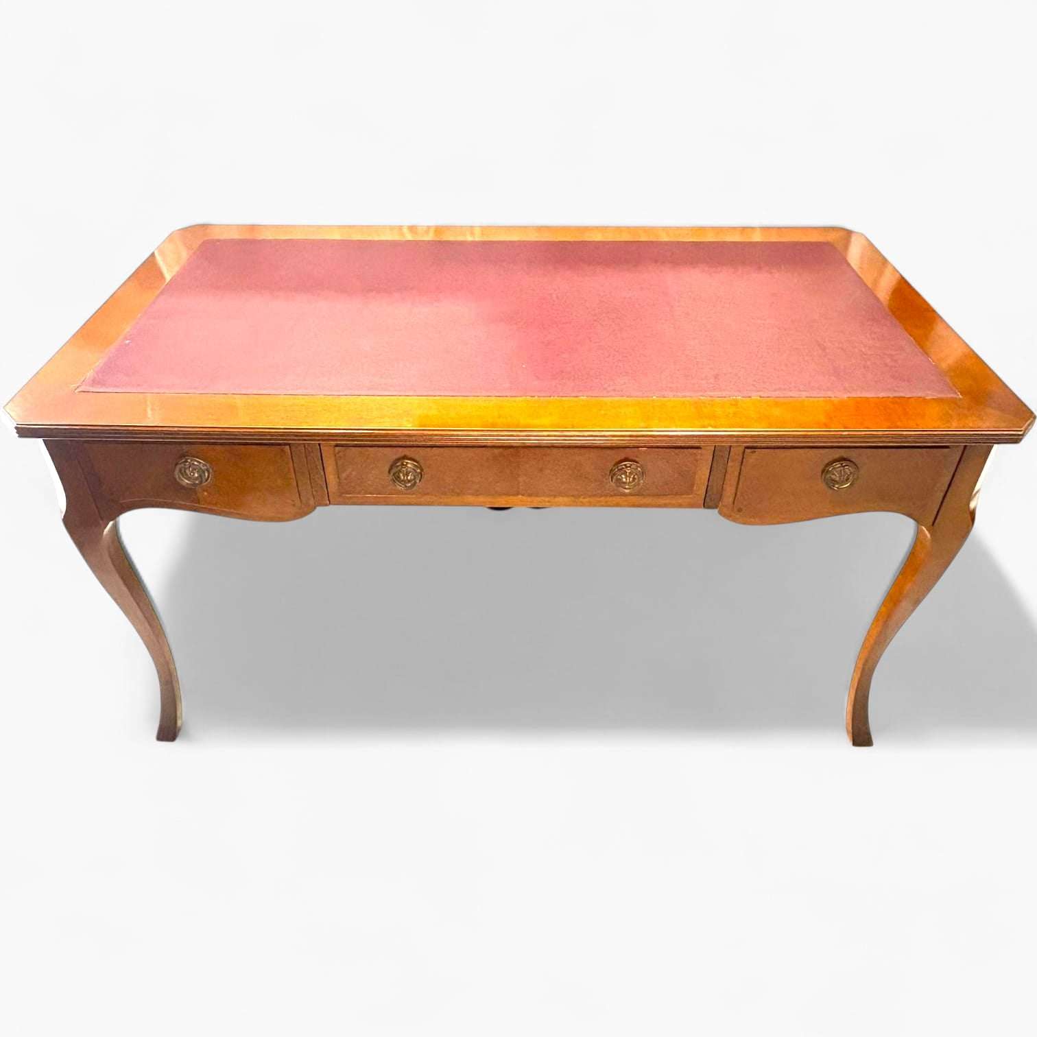 Mesa despacho de caoba con cuero y cajones clásicos - Cositas Antiguas – La Guadaña, Anticuarios Online en Jerez , vender antigüedades, muebles antiguos