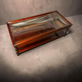 Mesa baja antigua de caoba con tapa de cristal - Cositas Antiguas – La Guadaña, Anticuarios Online en Jerez , vender antigüedades, muebles antiguos