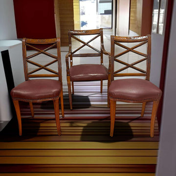 Sillón de despacho con dos sillas de caoba antiguas - Cositas Antiguas – La Guadaña, Anticuarios Online en Jerez , vender antigüedades, muebles antiguos